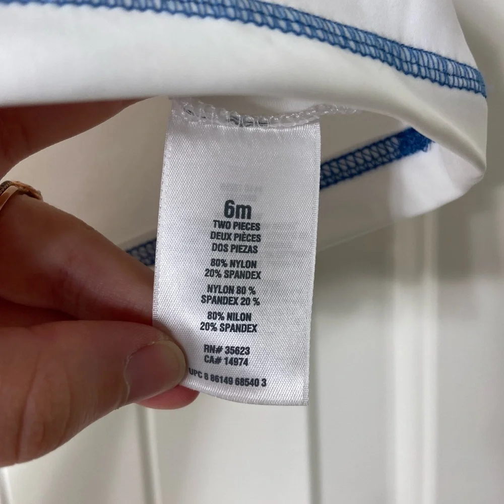 NEW Carter’s baby boy’s shark blue white stretch summer swim shirt pool beach 6M